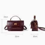 Women's Vintage Genuine Leather Embossed Lock-Clasp Crossbody Top Handle Bag