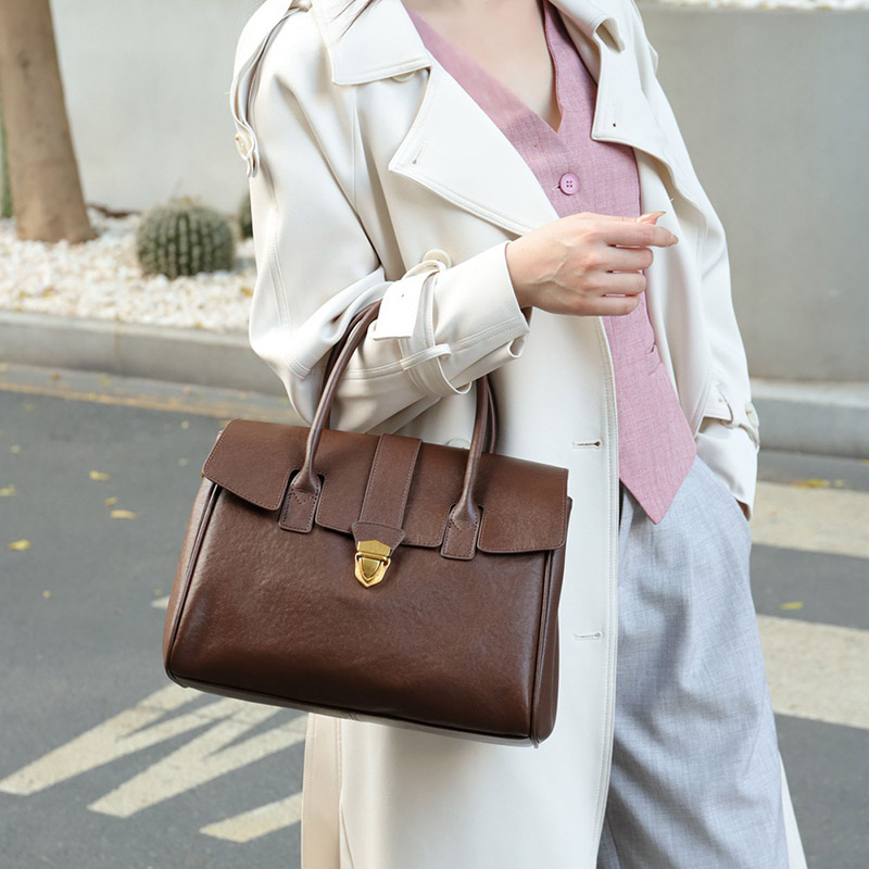Sac à main Vintage en cuir véritable à fermoir pour femmes