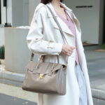 Sac à main Vintage en cuir véritable à fermoir pour femmes