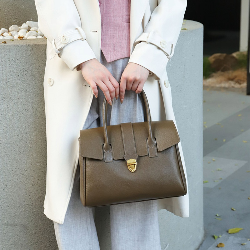 Sac à main Vintage en cuir véritable à fermoir pour femmes