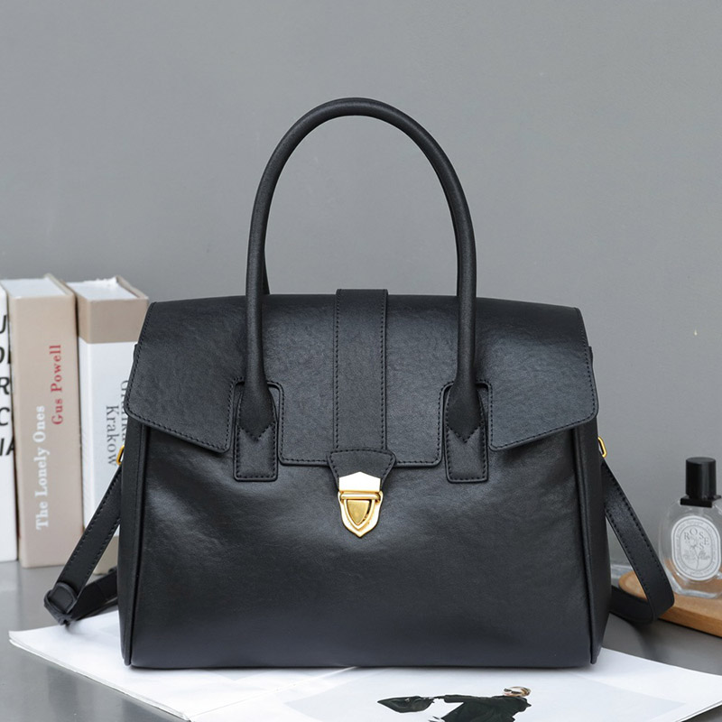 Sac à main Vintage en cuir véritable à fermoir pour femmes