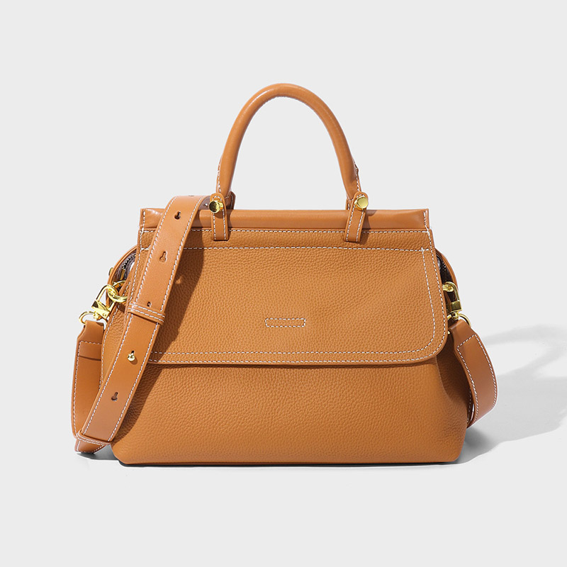 Sac à main vintage en cuir véritable à fermeture magnétique pour le corps et le haut