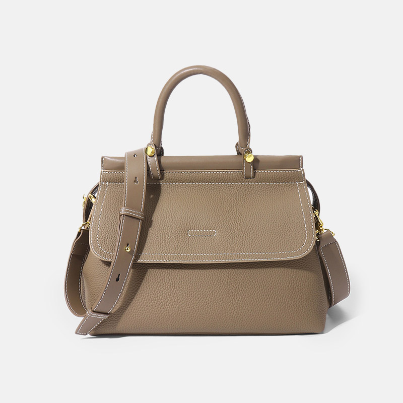 Women's Vintage Genuine Leather Magnetic Closure Crossbody Top Handle Bag