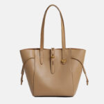 Grand sac fourre-tout vintage en cuir véritable à fermoir pour femmes