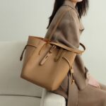 Grand sac fourre-tout vintage en cuir véritable à fermoir pour femmes