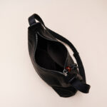 Women's Black Minimalist Genuine Leather Zipper Hobo Bag