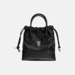 Women's Genuine Leather Ruched Drawstring Hobo Bag