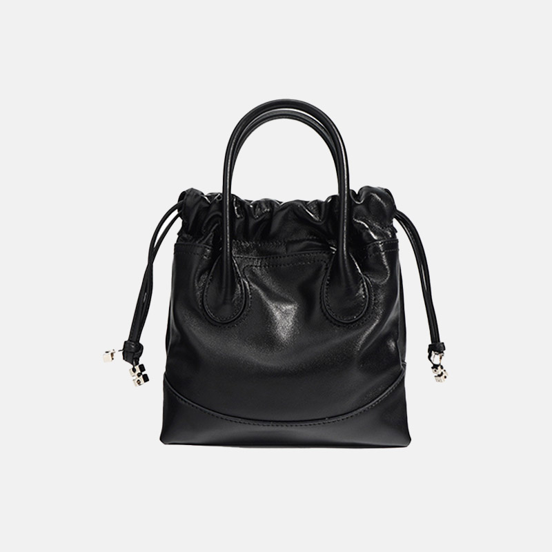 Women's Genuine Leather Ruched Drawstring Hobo Bag