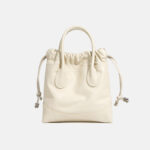 Women's Genuine Leather Ruched Drawstring Hobo Bag