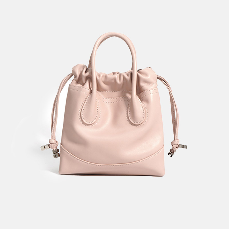 Women's Genuine Leather Ruched Drawstring Hobo Bag