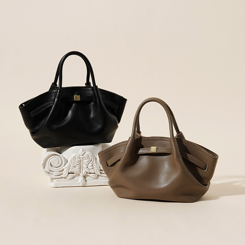 Minimalistische Crossbody-Tasche aus echtem Leder in Knödelform für Frauen