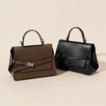 Women's Minimalist Genuine Leather Flap Top Handle Bag