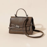Women's Minimalist Genuine Leather Flap Top Handle Bag