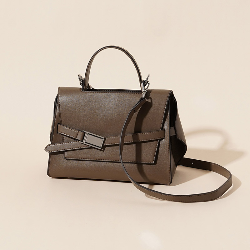 Women's Minimalist Genuine Leather Flap Top Handle Bag