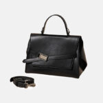 Women's Minimalist Genuine Leather Flap Top Handle Bag