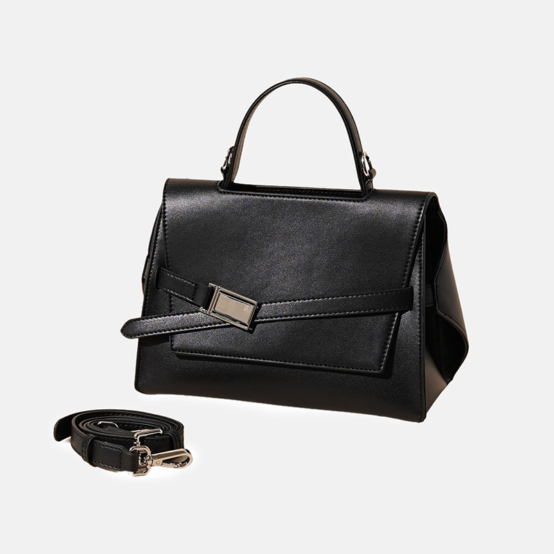 Sac à main minimaliste en cuir véritable à rabat pour femmes