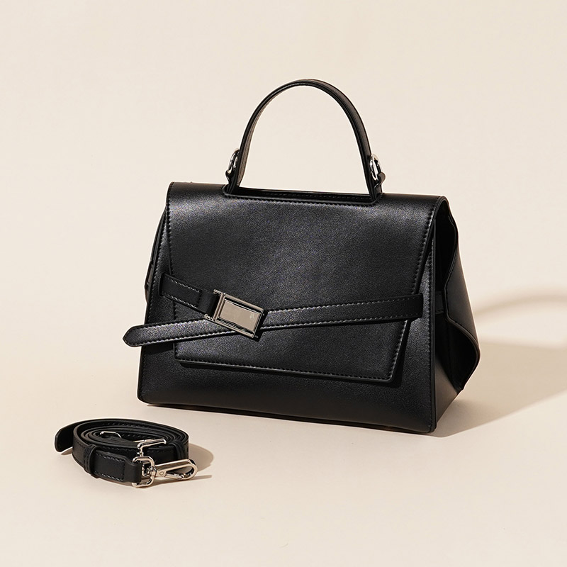 Women's Minimalist Genuine Leather Flap Top Handle Bag
