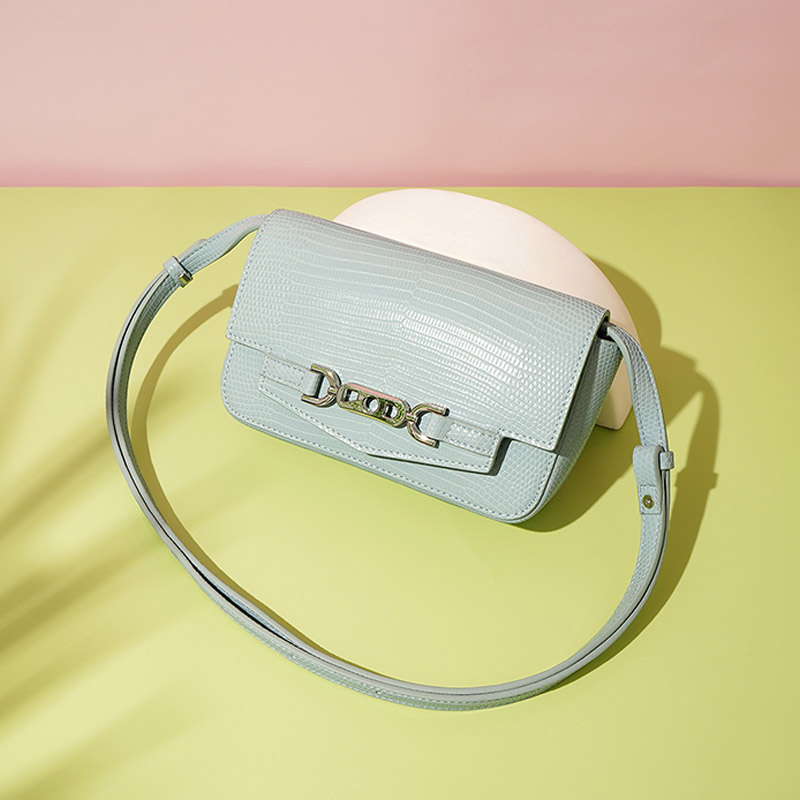 Minimalistische Eidechsenmuster Crossbody Umhängetasche aus echtem Leder für Frauen