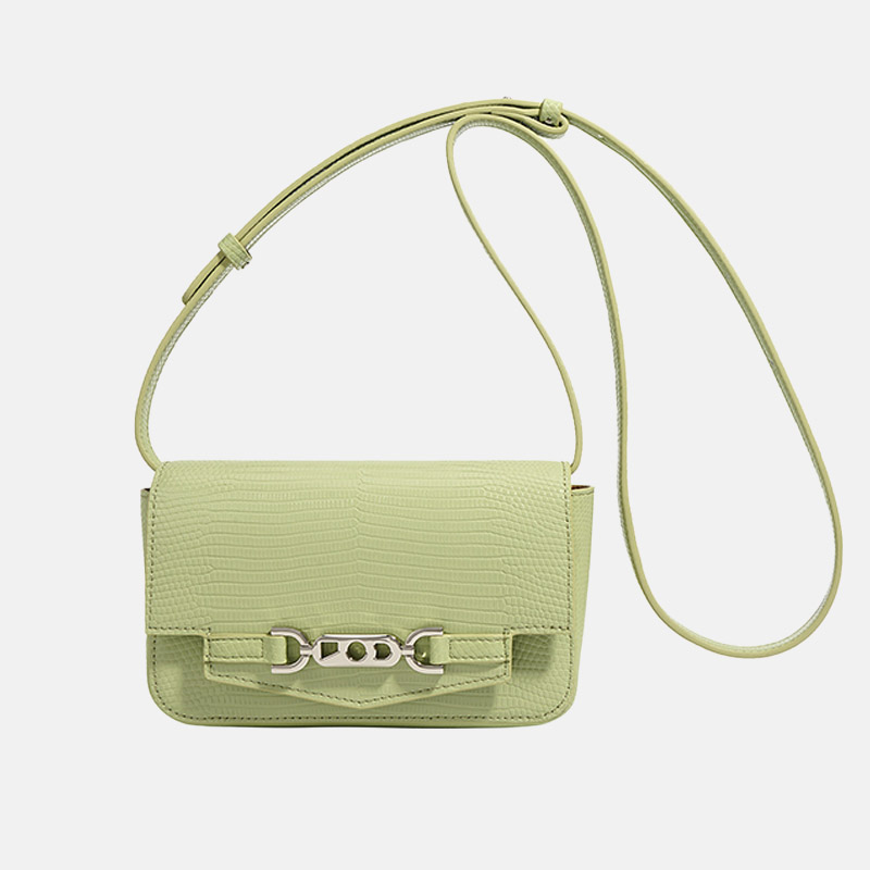 Minimalistische Eidechsenmuster Crossbody Umhängetasche aus echtem Leder für Frauen