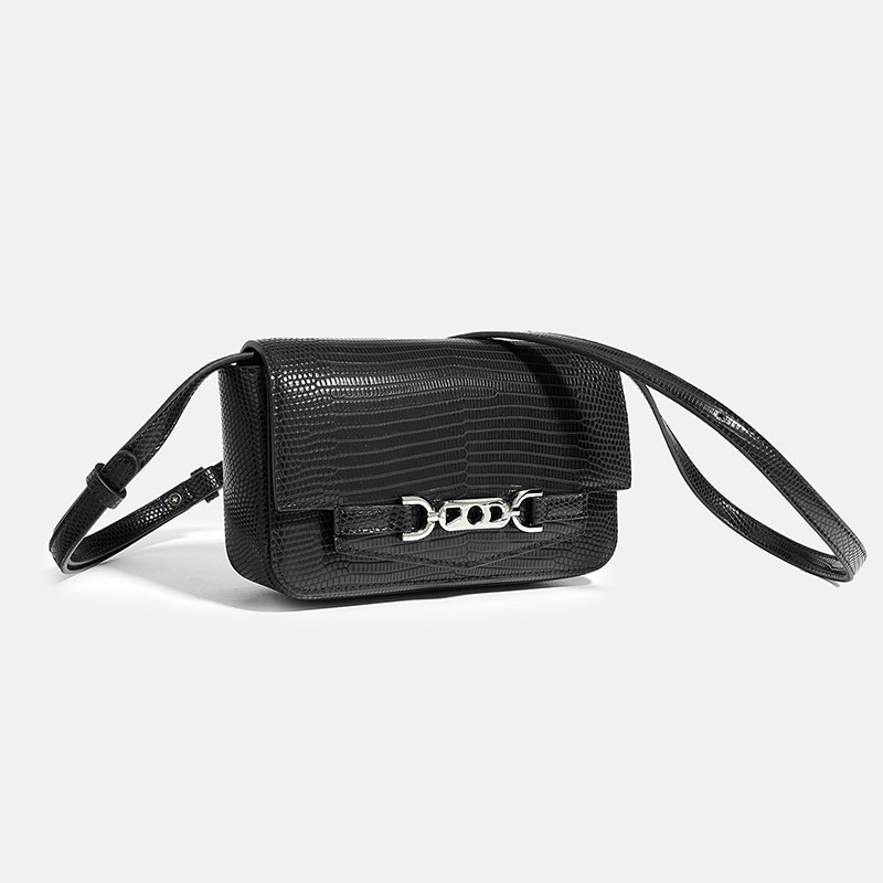 Minimalistische Eidechsenmuster Crossbody Umhängetasche aus echtem Leder für Frauen