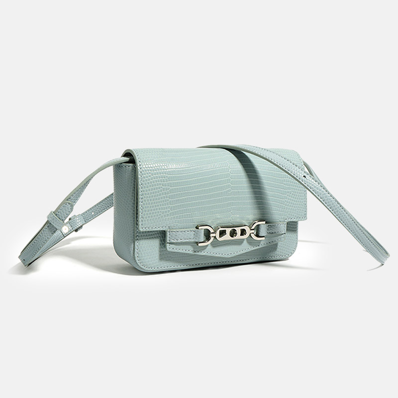 Minimalistische Eidechsenmuster Crossbody Umhängetasche aus echtem Leder für Frauen