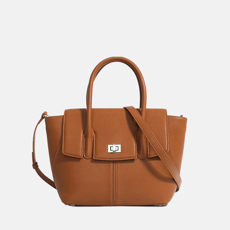 Minimalistische Damen Umhängetasche aus echtem Leder mit Schloss-Verschluss