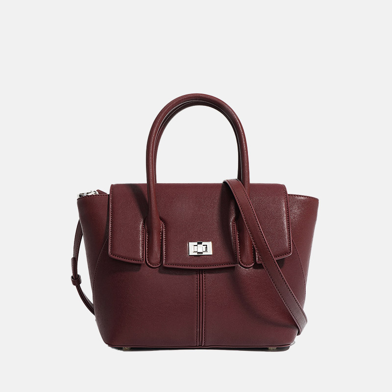 Minimalistische Damen Umhängetasche aus echtem Leder mit Schloss-Verschluss