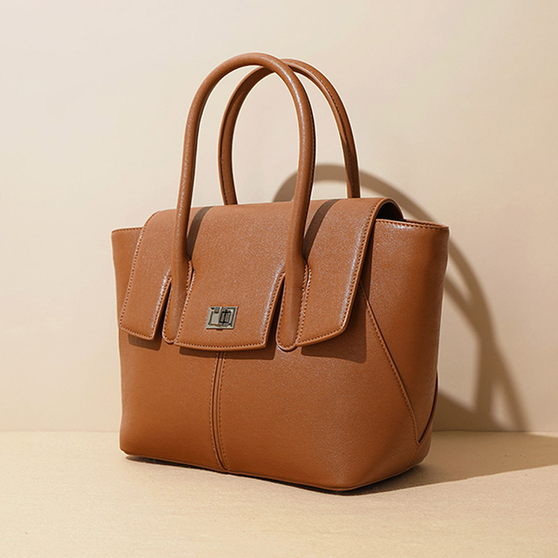 Minimalistische Damen Umhängetasche aus echtem Leder mit Schloss-Verschluss