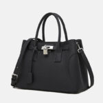 Minimalistische Damen Umhängetasche aus echtem Leder mit Schloss-Verschluss
