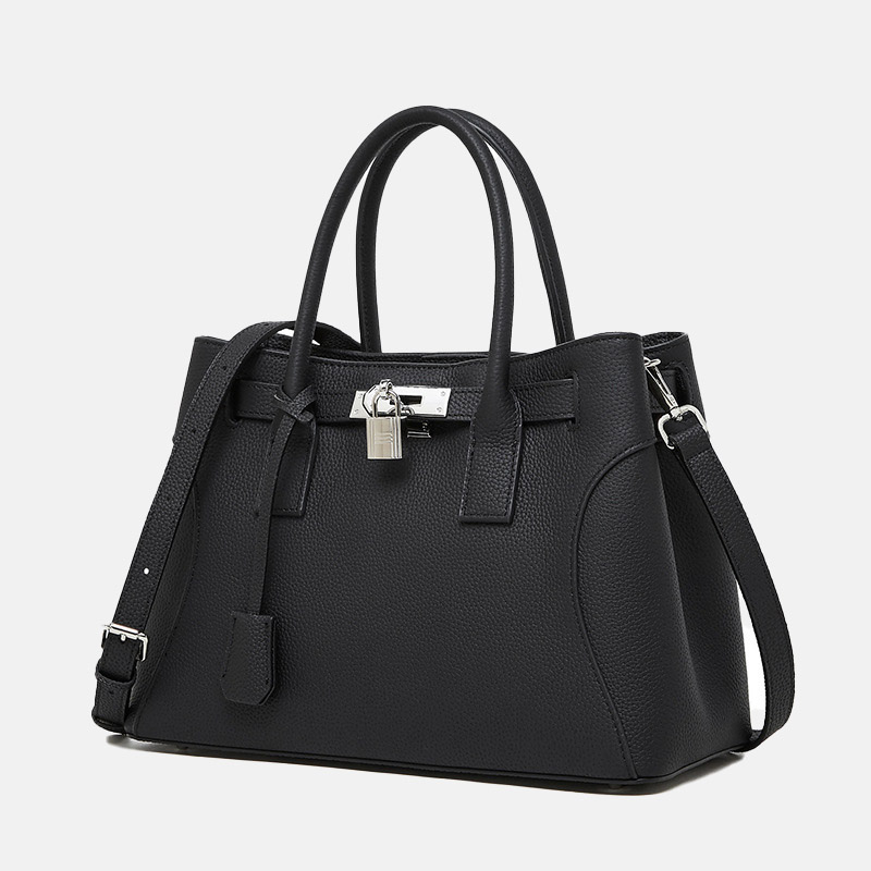 Minimalistische Damen Umhängetasche aus echtem Leder mit Schloss-Verschluss