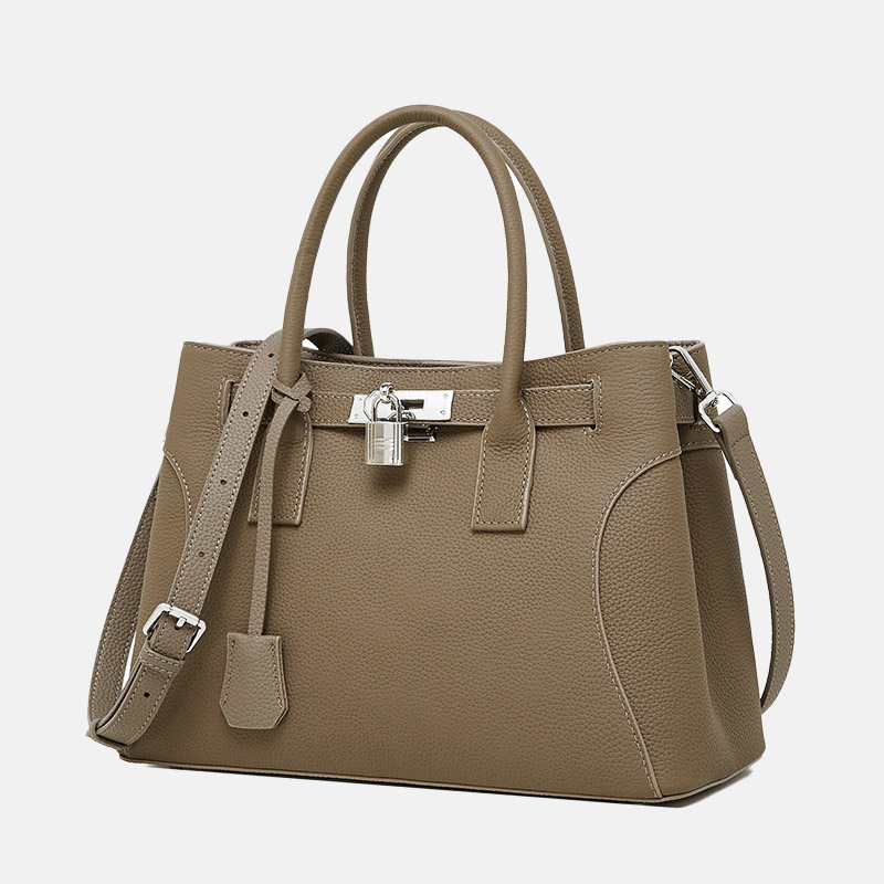 Minimalistische Damen Umhängetasche aus echtem Leder mit Schloss-Verschluss