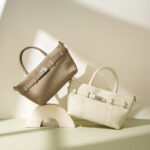 Women's Minimalist Genuine Leather Lychee Pattern Lock Crossbody Shoulder Tote Bag
