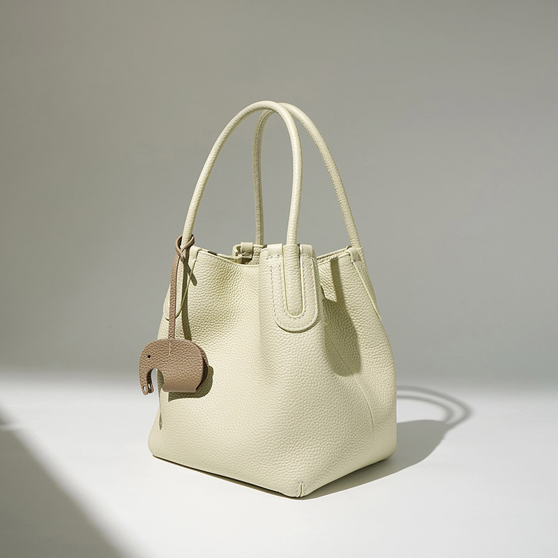 Women's Minimalist Genuine Leather Shoulder Bucket Bag