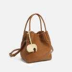 Women's Minimalist Genuine Leather Shoulder Bucket Bag