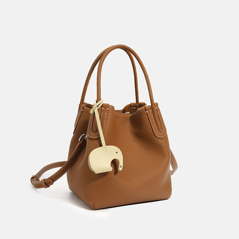 Women's Minimalist Genuine Leather Shoulder Bucket Bag