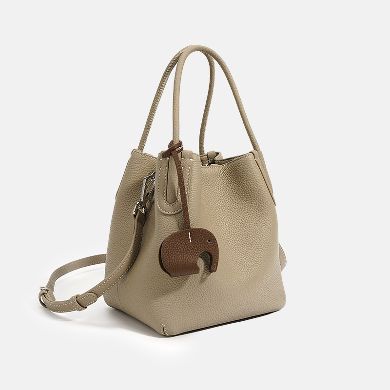 Women's Minimalist Genuine Leather Shoulder Bucket Bag