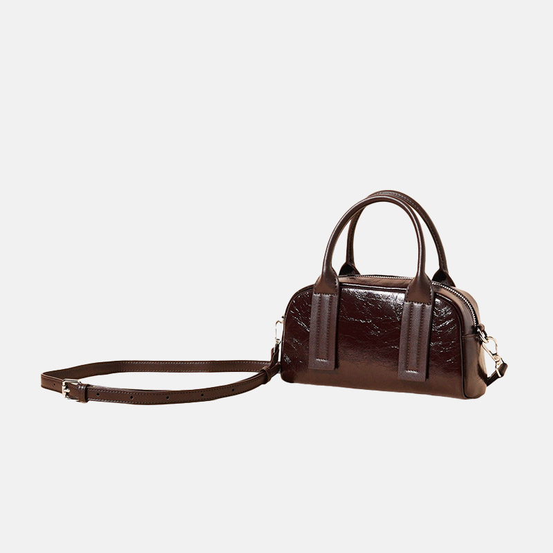 Sac à main minimaliste en cuir véritable texturé en forme d'oreiller pour femmes