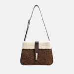 Women's Minimalist Plush Genuine Leather Lock-Clasp Crossbody Shoulder Bag
