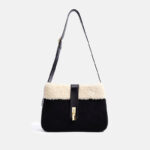 Women's Minimalist Plush Genuine Leather Lock-Clasp Crossbody Shoulder Bag