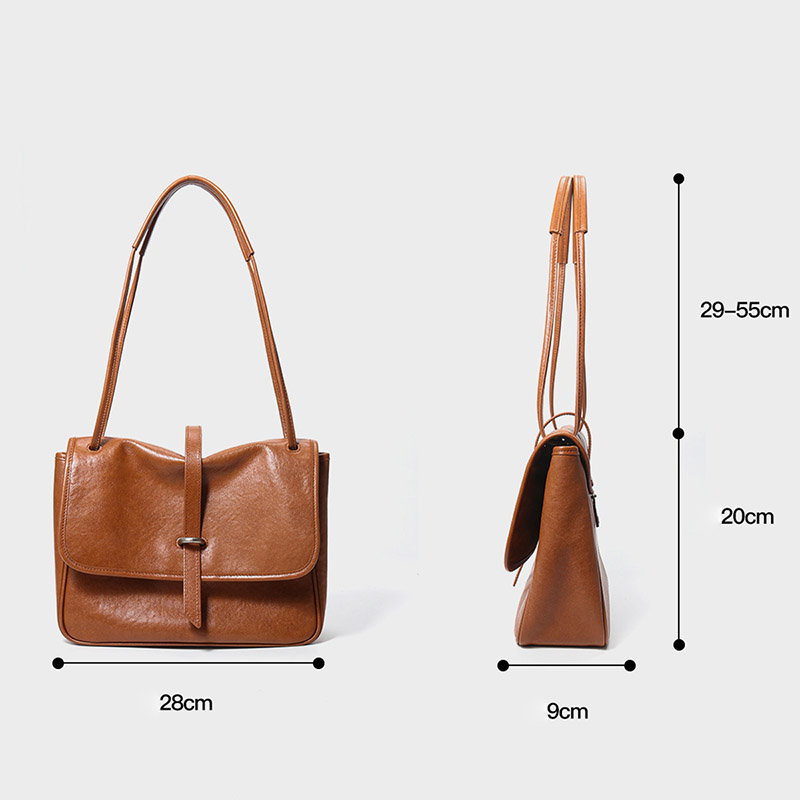 Sac messager vintage en cuir véritable pour femmes