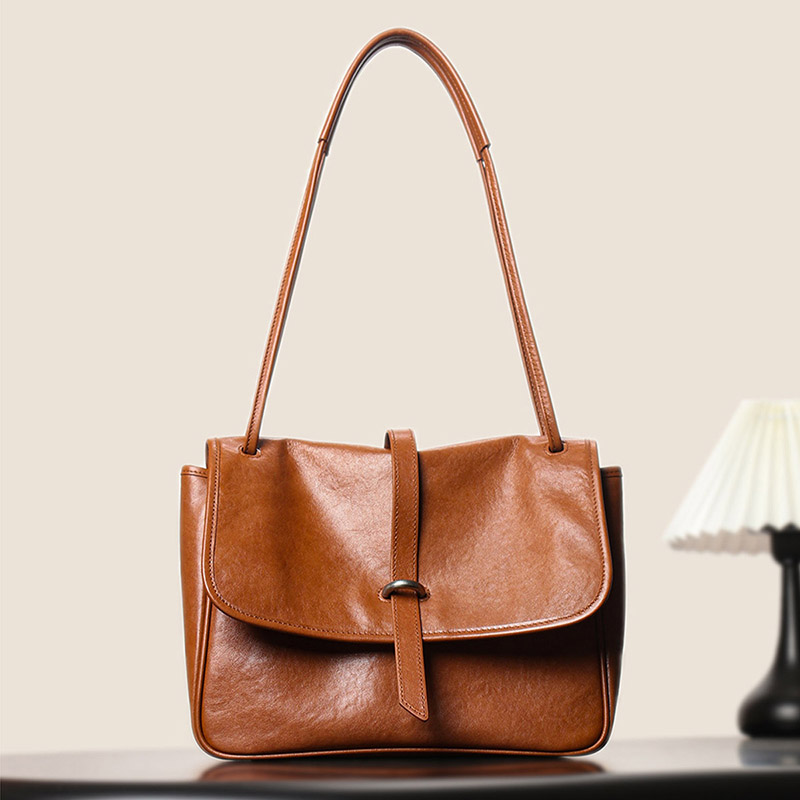 Sac messager vintage en cuir véritable pour femmes