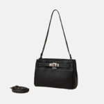 Sac à bandoulière en cuir véritable vintage pour femmes avec fermeture à clé