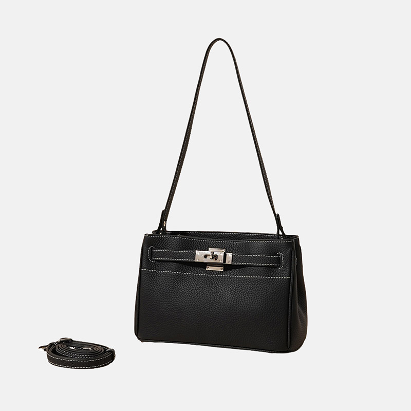 Sac à bandoulière en cuir véritable vintage pour femmes avec fermeture à clé