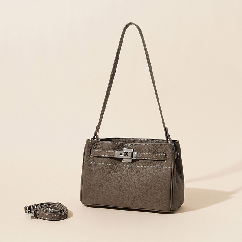 Sac à bandoulière en cuir véritable vintage pour femmes avec fermeture à clé