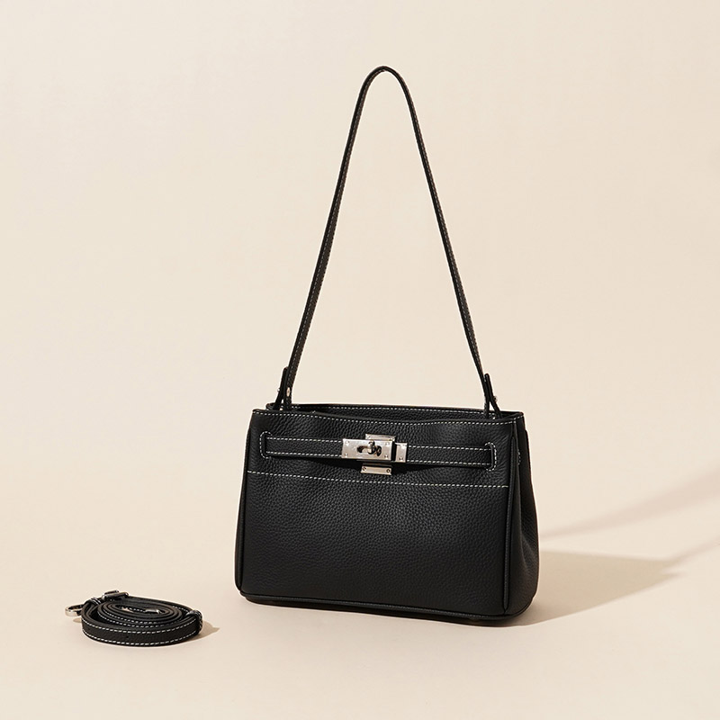 Sac à bandoulière en cuir véritable vintage pour femmes avec fermeture à clé