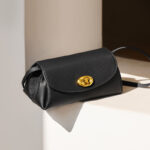 Women's Black Minimalist Vintage Genuine Leather Crossbody Shoulder Bag