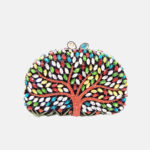 Damen Bunte Strass Baum Abend Clutch Taschen
