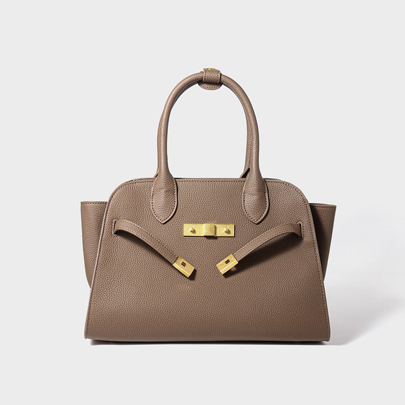 Sac à main en cuir véritable avec fermeture à clé pour femmes