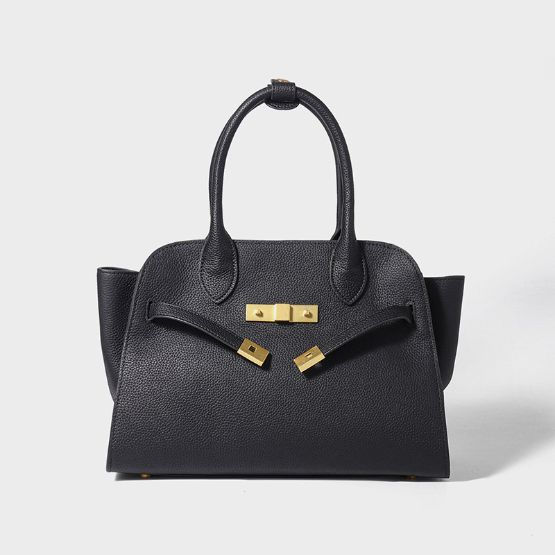 Sac à main en cuir véritable avec fermeture à clé pour femmes