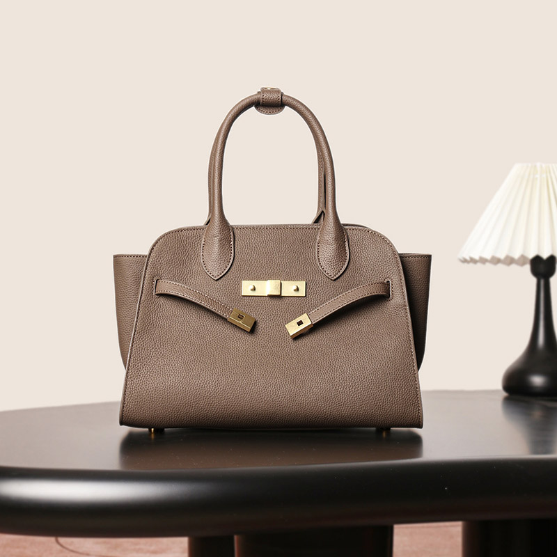 Sac à main en cuir véritable avec fermeture à clé pour femmes